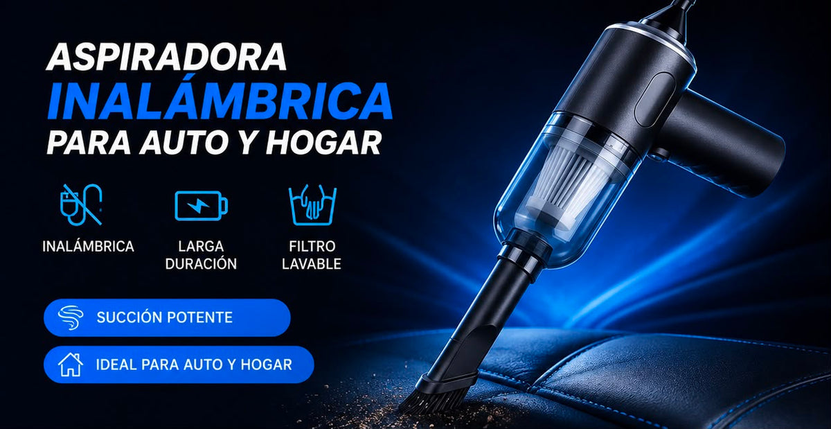 mini aspiradora vortexClean 9000pa- potente y portátil para auto y hogar