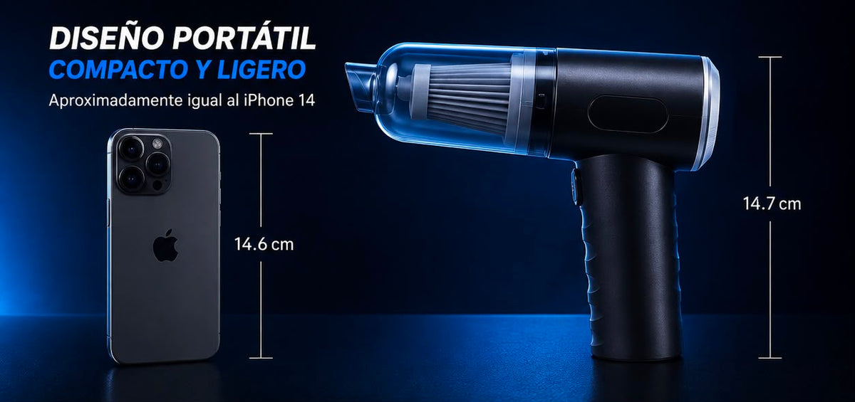 mini aspiradora vortexClean 9000pa- potente y portátil para auto y hogar